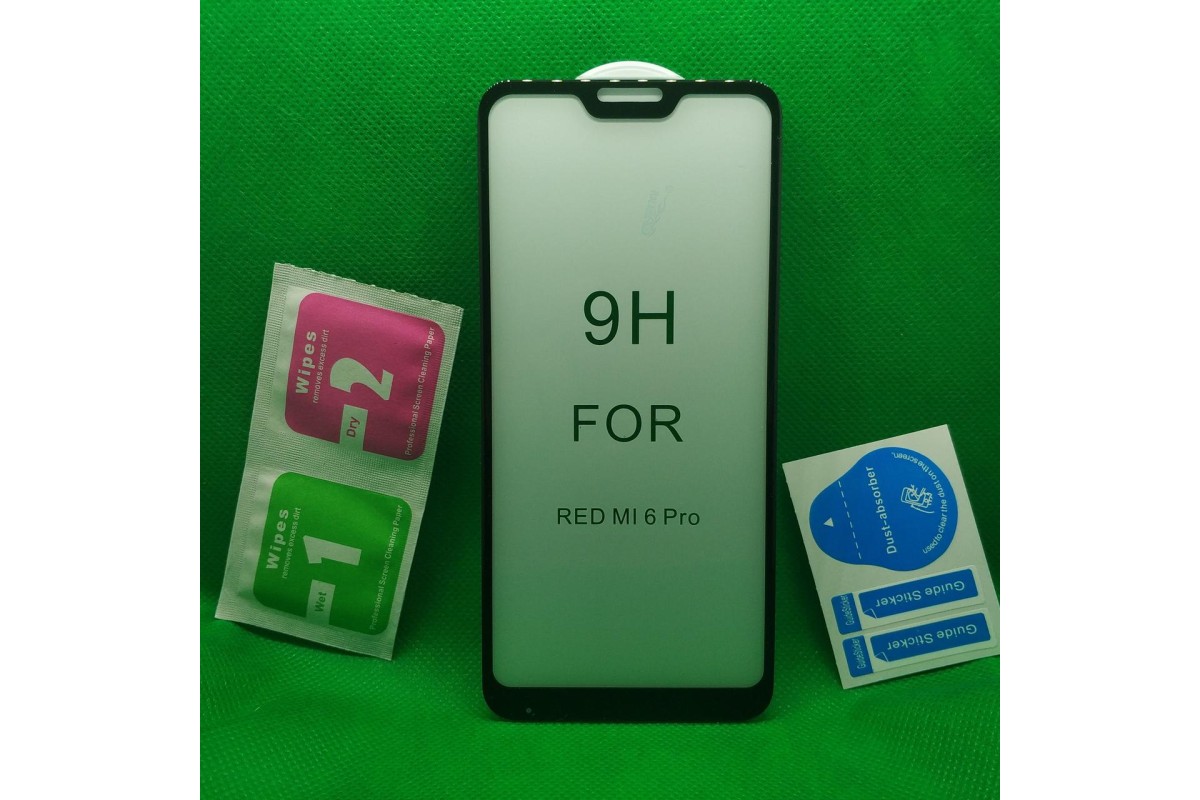 Захисне скло (full glue) для Xiaomi Mi A2 Lite / Xiaomi Redmi 6 Pro чорне Чорне